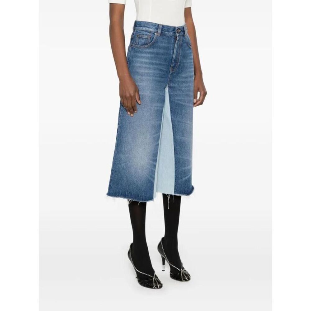 CHLOE Wide Leg Denim Pants with Contrast Panel Women DENIM - Picture 3 of 5
